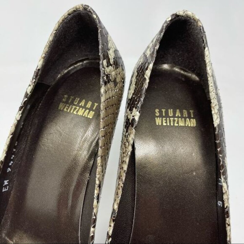 Stuart Weitzman Snakeskin Python Leather Peep Toe… - image 6